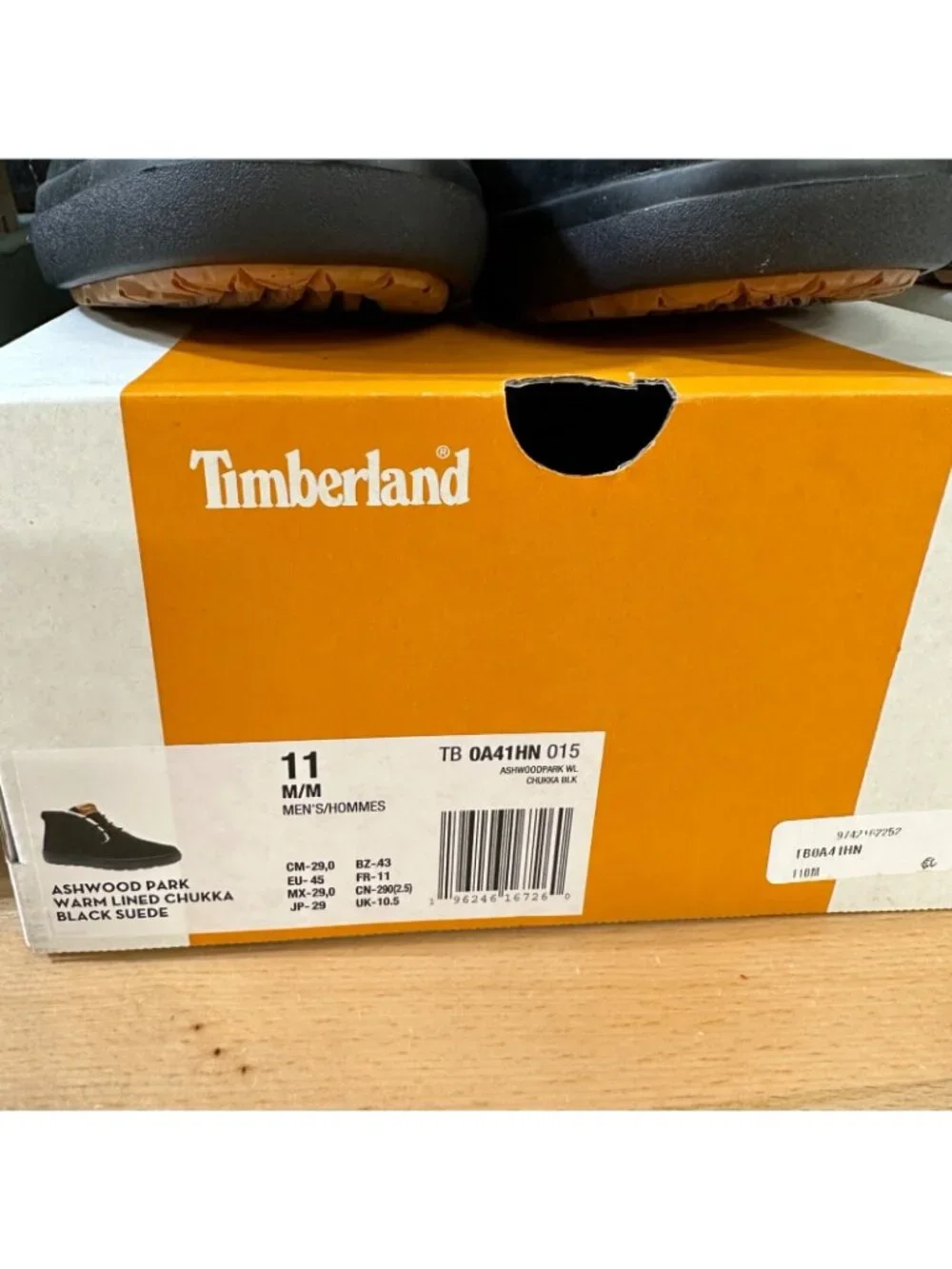 Timberland Men's Ashwood Park Warm-Lined Suede Chukka Boots sz 11 Black Lace-up
